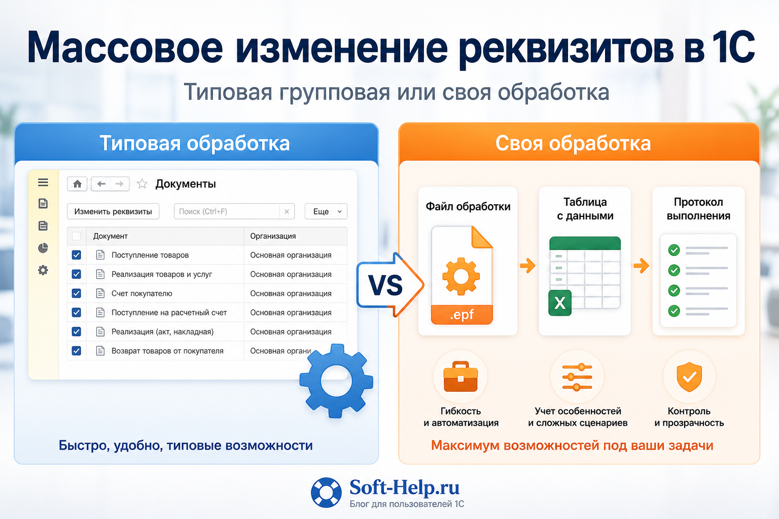Массовое изменение реквизитов — типовая групповая или своя обработка