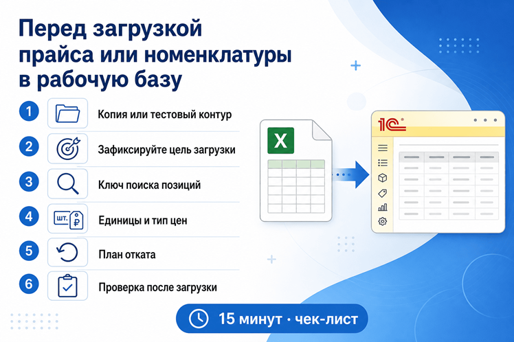Чек-лист перед загрузкой прайса или номенклатуры из Excel в рабочую базу 1С